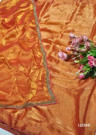 Deepti - 12239-D  OchreBrown Color Beautiful Plain Space Silk Saree CM1300859 (RR8C)