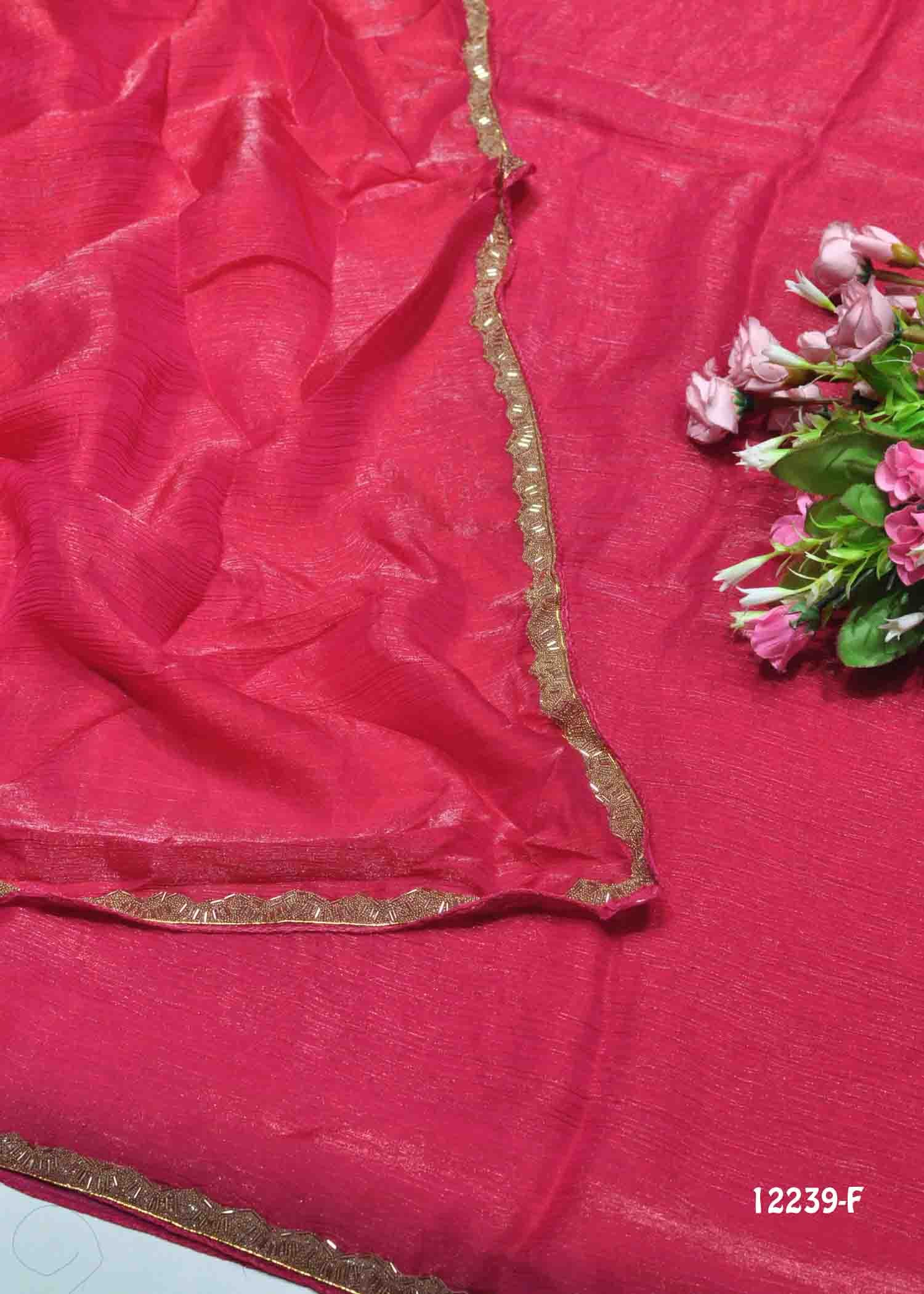Deepti - 12239-F DarkPink Color Beautiful Plain Space Silk Saree CM1300859 (RR8C)