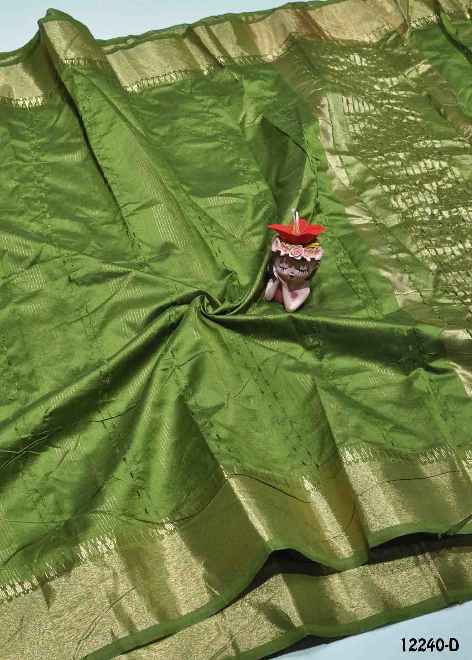 Ezhil -12240-D FernGreen Color Simply Mixed Cotton Saree CM1321934 (RR1D))