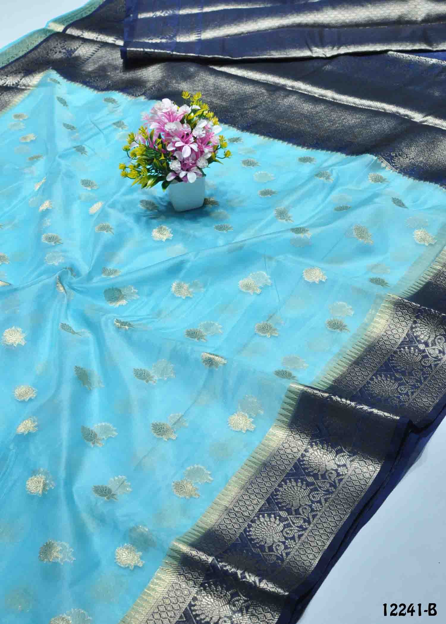 Ranjitha - 12241-B CelesteBlue Color Excellent Traditional Cora Silk Saree CM1319948 (RR1B)