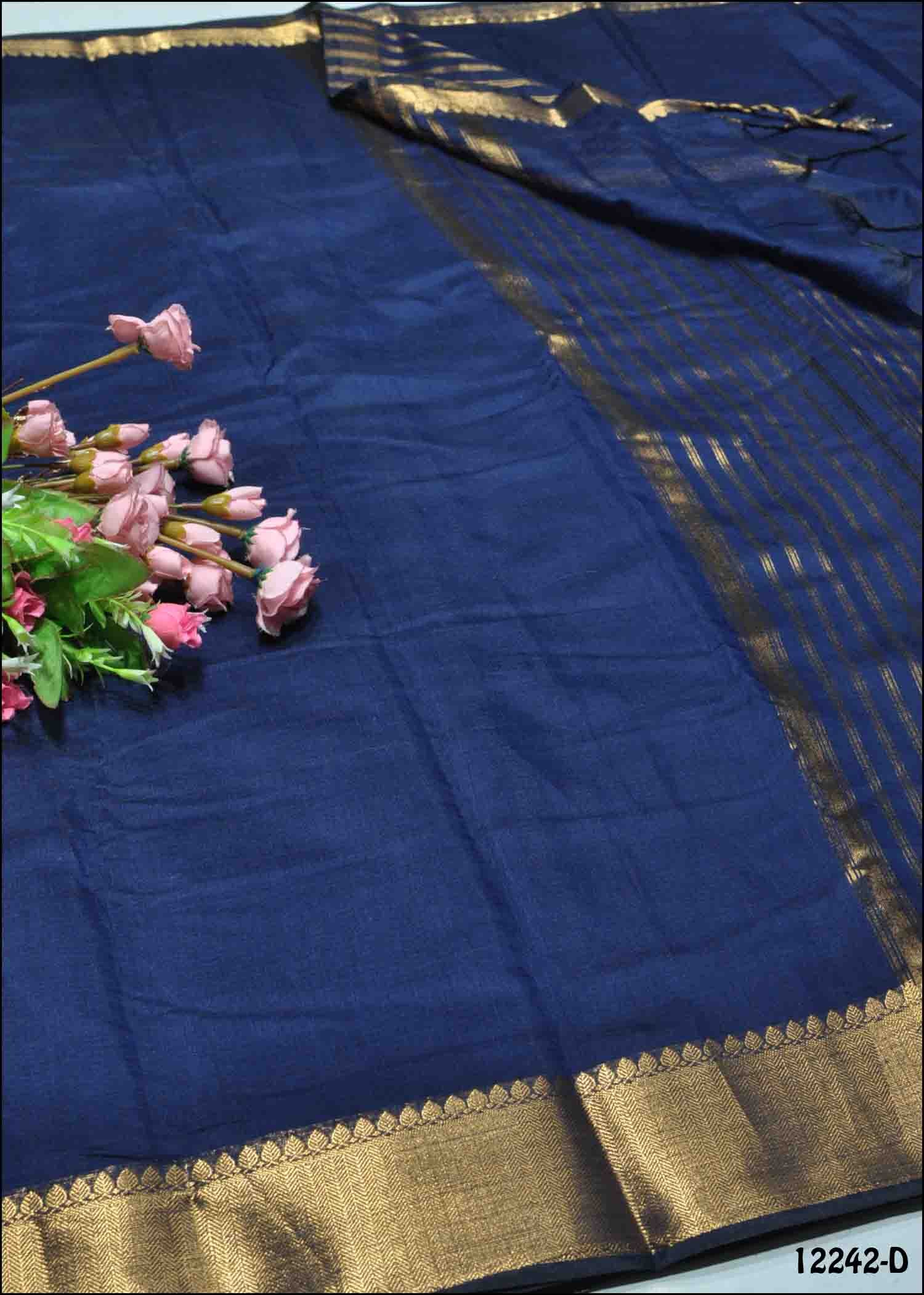 Nirosa -12242-D NavyBlue Color Simply Mixed Cotton Saree CM1317919 (RR6C)