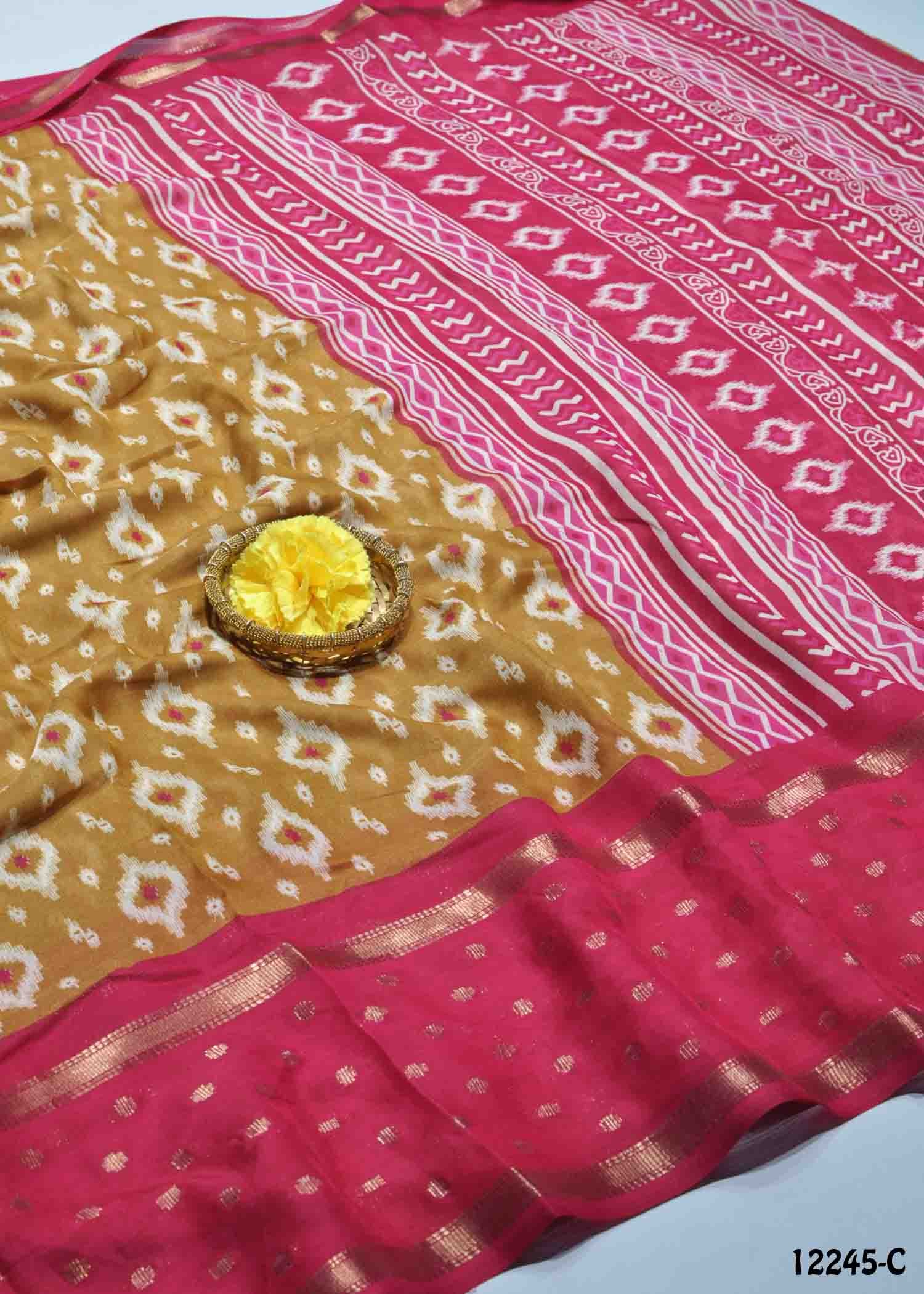 Azhiyarasi -12245-C TortillaBrown Color New Arrival Moss Chiffon Saree CM1324195 (RR6D)