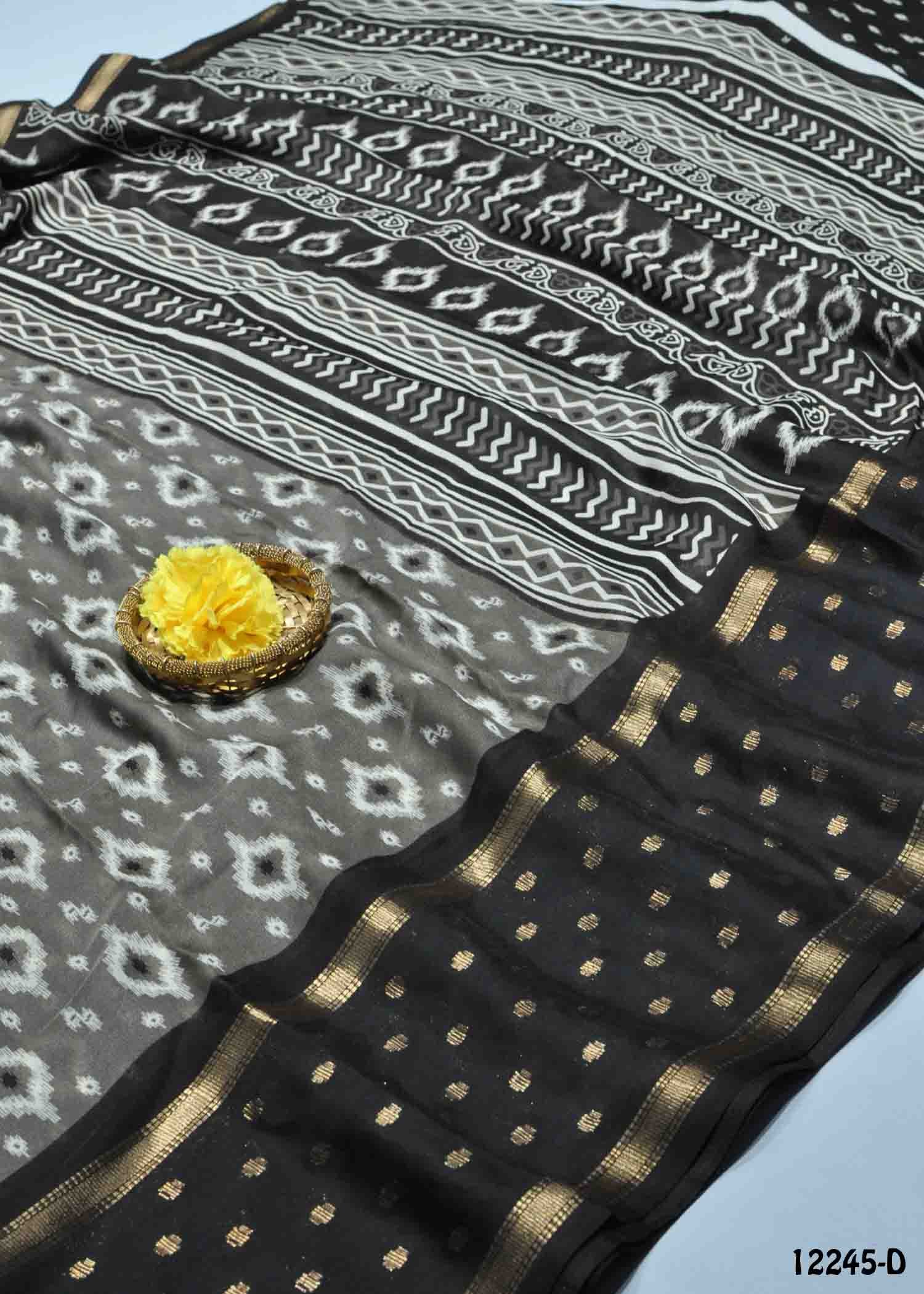 Azhiyarasi -12245-D Grey Color New Arrival Moss Chiffon Saree CM1324195 (RR6D)