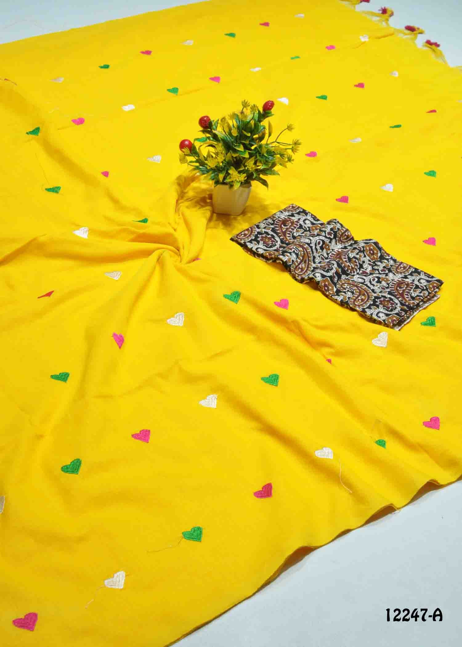 Anjitha -12247-A BrightYellow Color Handloom Cotton Saree CM1323677 (RR4D)