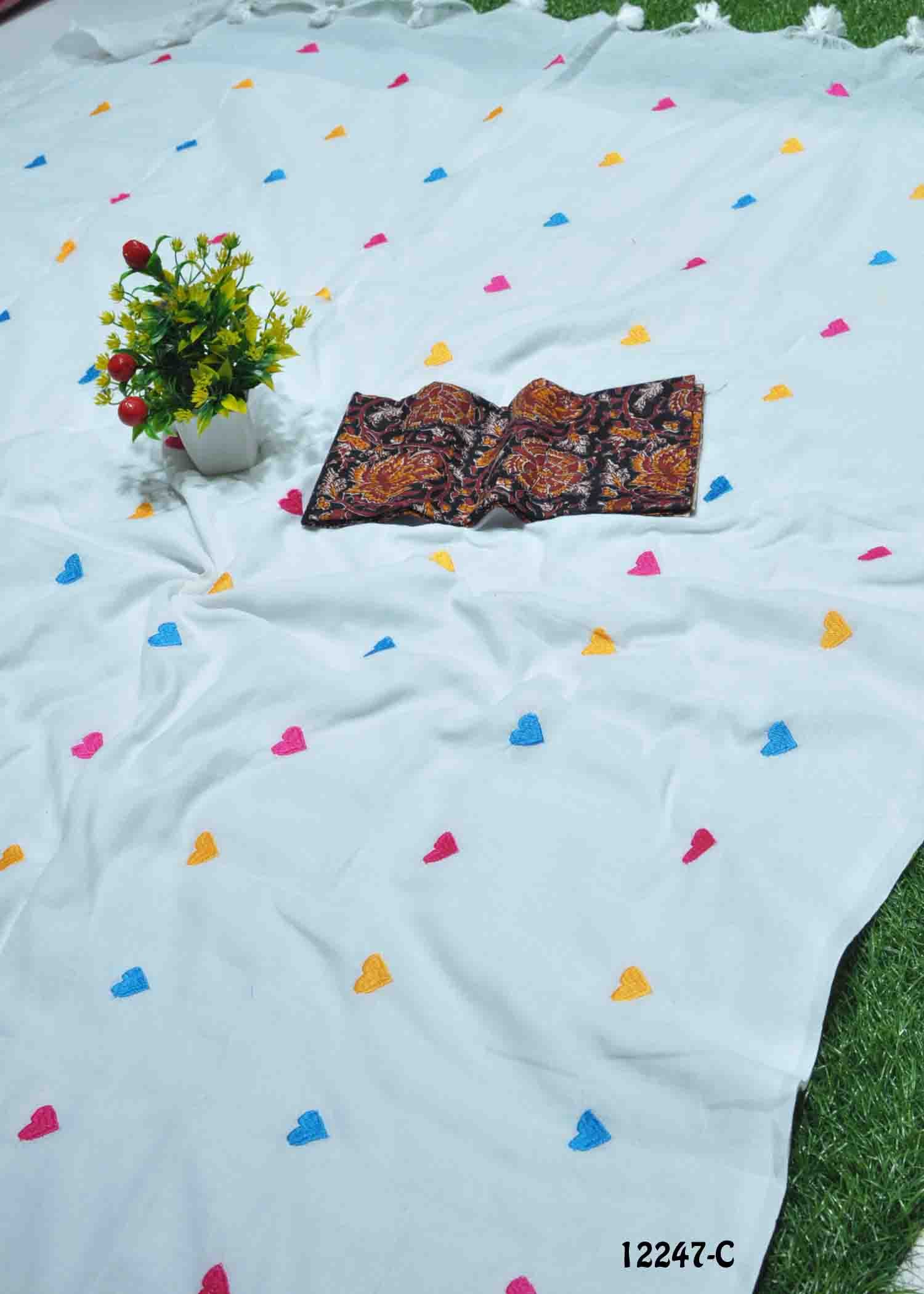 Anjitha -12247-C Halfwhite Color Handloom Cotton Saree CM1323677 (RR4D)