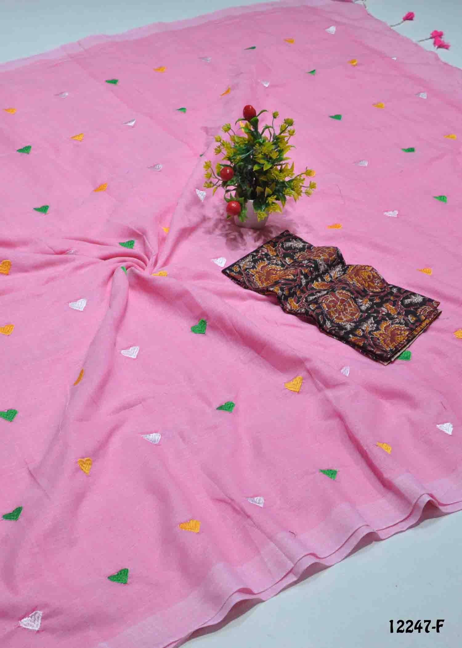 Anjitha -12247-F Pink Color Handloom Cotton Saree CM1323677 (RR4D)