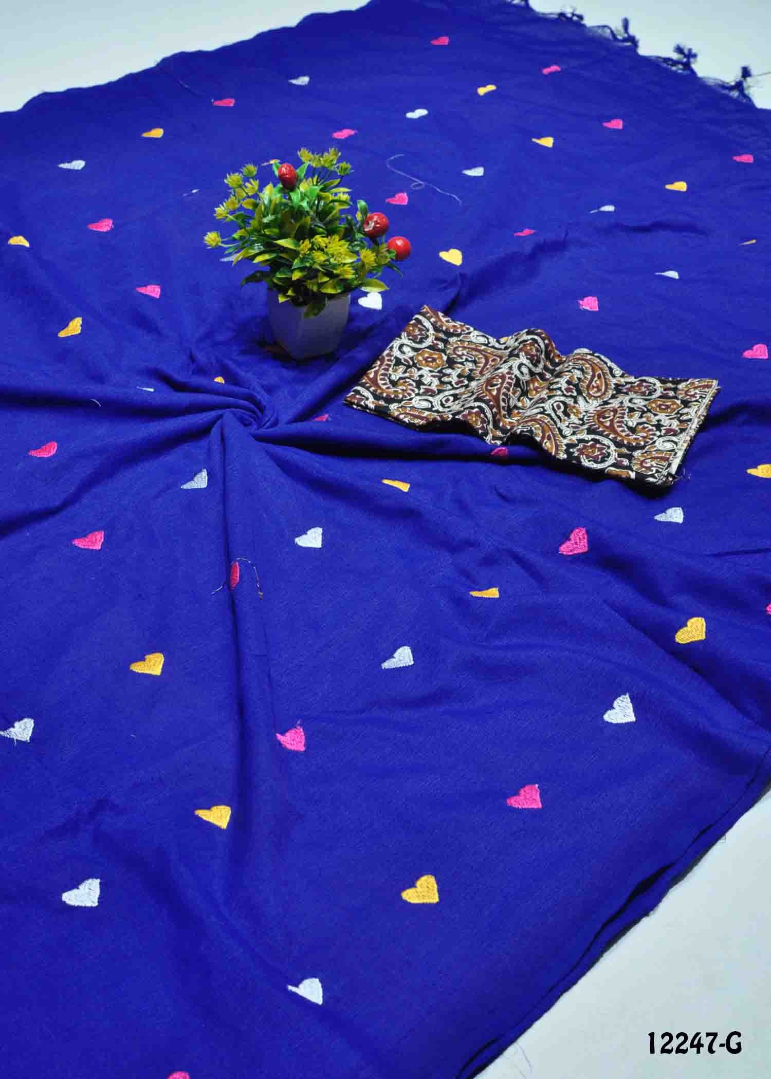 Anjitha -12247-G InkBlue Color Handloom Cotton Saree CM1323677 (RR4D)