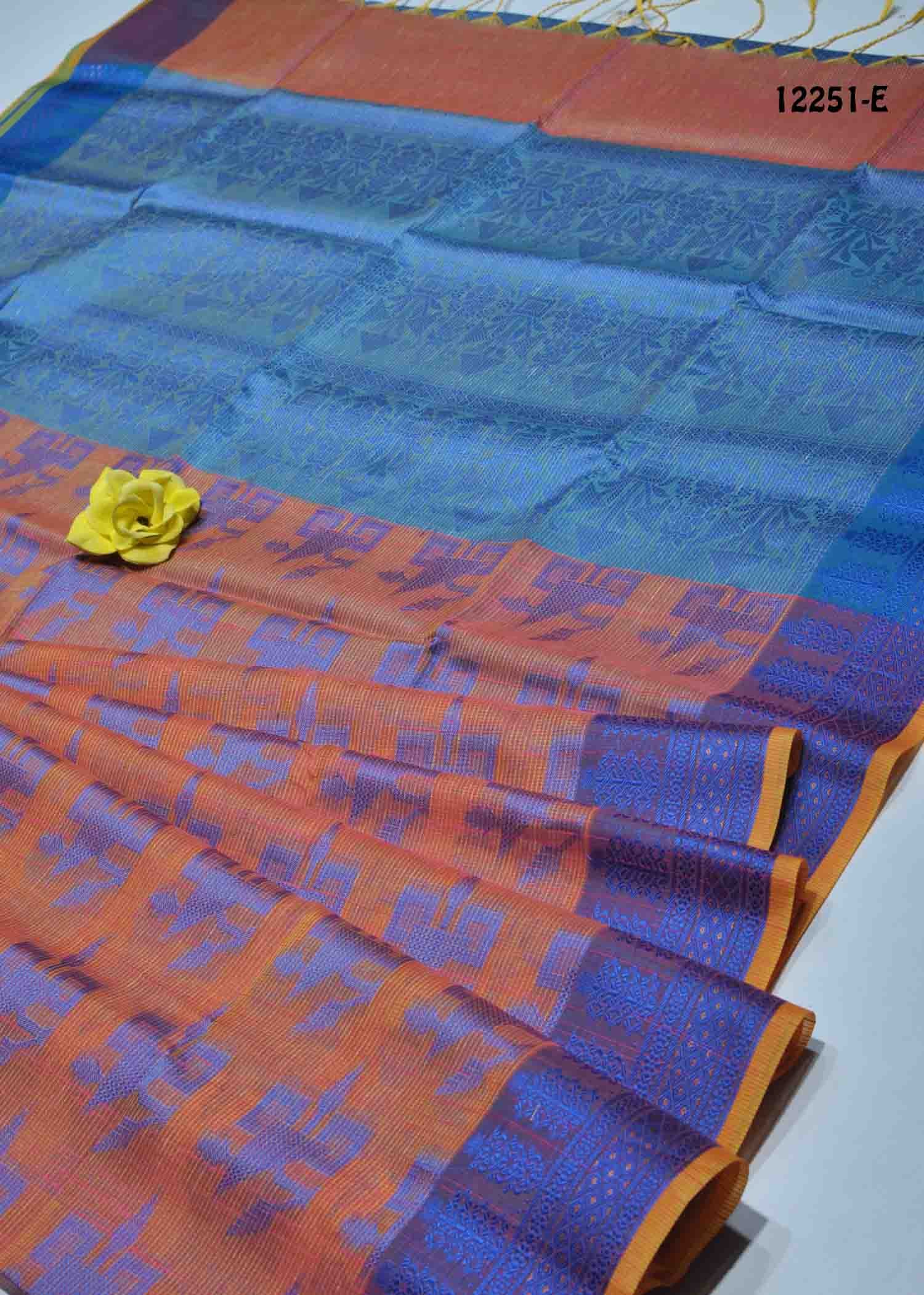 Rishivani - 12251-E CoralOrange Color Excellent Cora Silk Saree CM1323251 (RR1E)