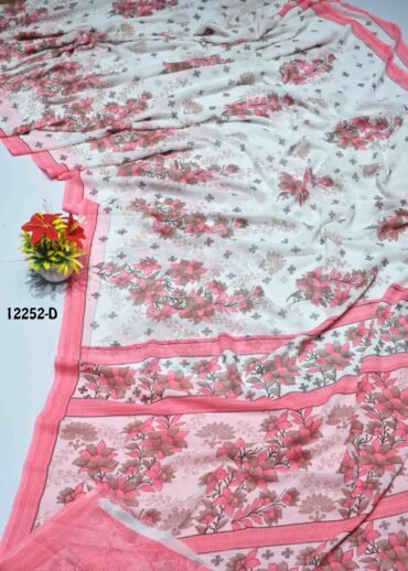 Amudha -12252-D  White With Peach Color Simply Soft Synthetic Saree CM1312504 (RR9B)