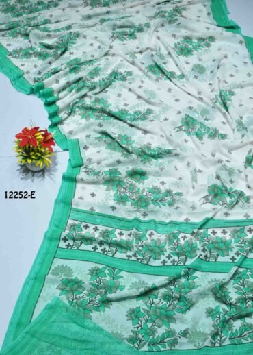 Amudha -12252-E  White With Cyan Color Simply Soft Synthetic Saree CM1312504 (RR9B)