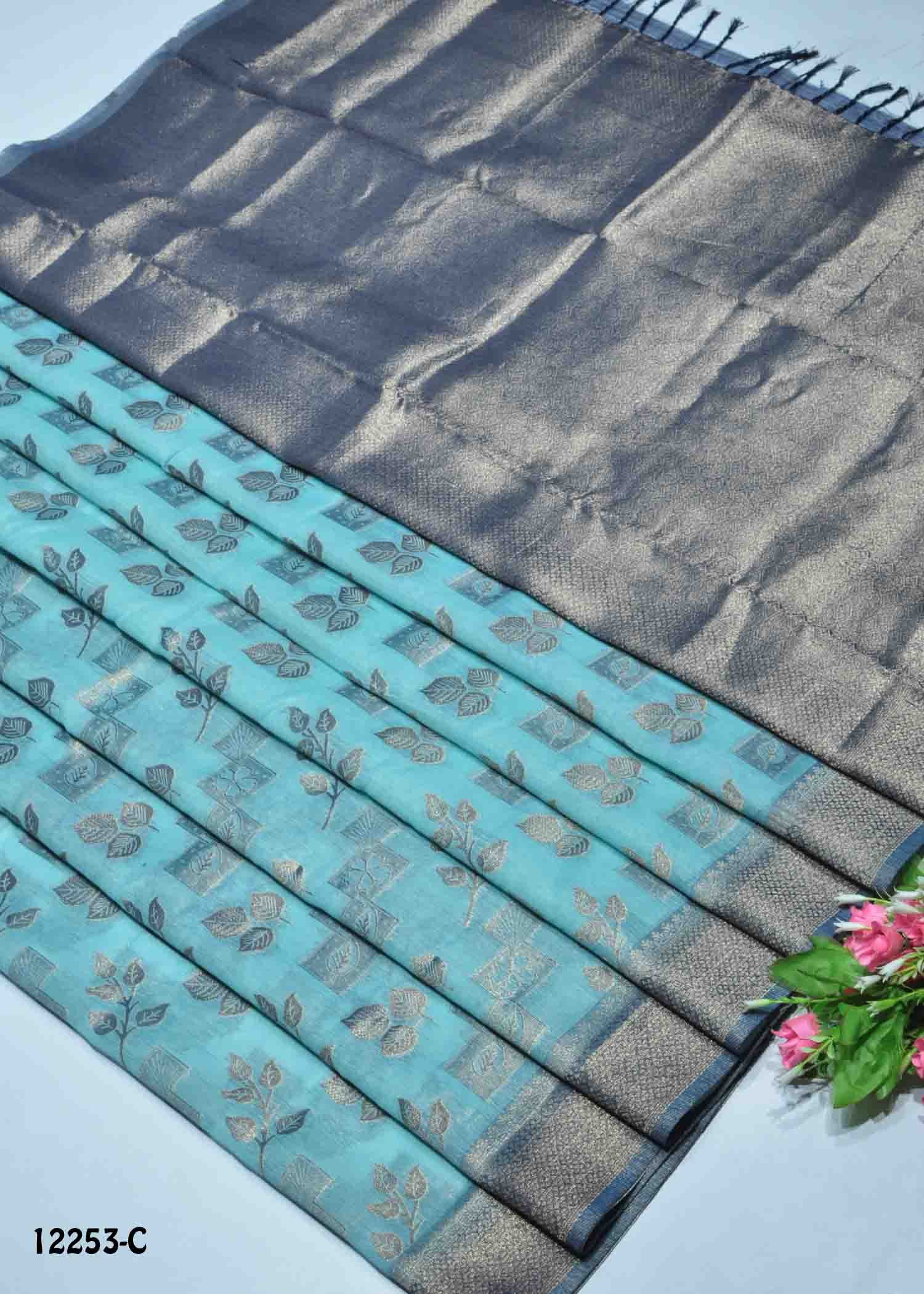 Nidhiksha -12253-C CelesteBlue Color Fancy Banarasi Saree CM1322518 (RR6D)