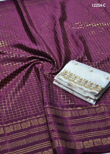 Sakshi -12254-C  Purple Color Trending Turkey Crepe Saree CM1321777 [RR9B]