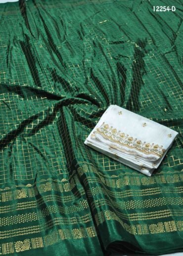 Sakshi -12254-D  DarkGreen Color Trending Turkey Crepe Saree CM1321777 [RR9B]