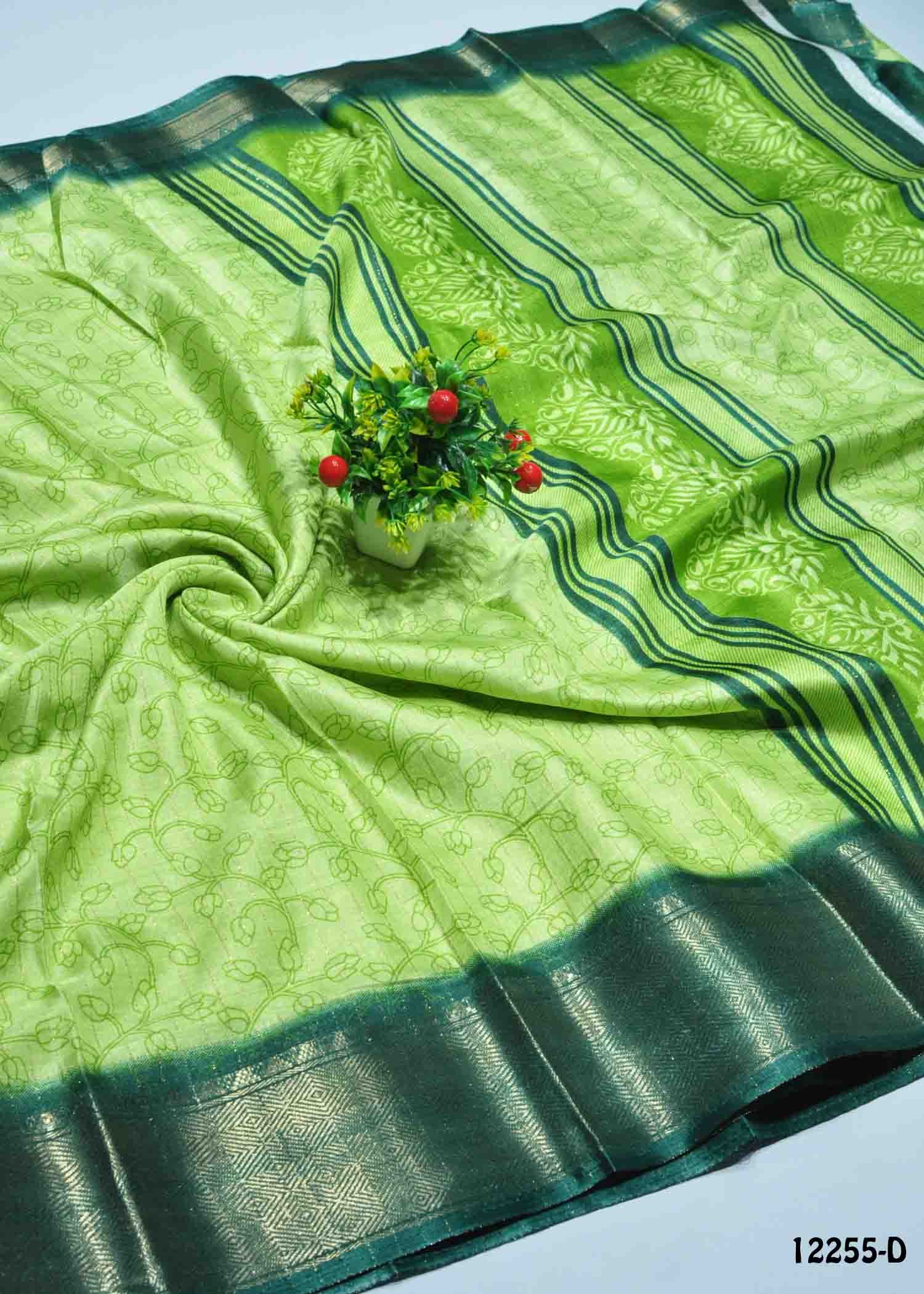 Arshia - 12255-D Green Color Trendy Dola Silk Saree CM1316755 (RR6E)