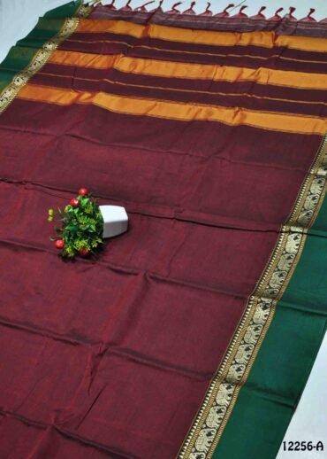 Agaligai - 12256-A  Maroon Color Traditional Wear Plain Chettinad Cotton Saree CM1322835 (RR12B)