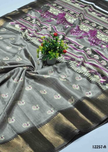 Asleshika - 12257-A   Grey Color Trendy Dola Silk Saree CM1316755 (RR6E)
