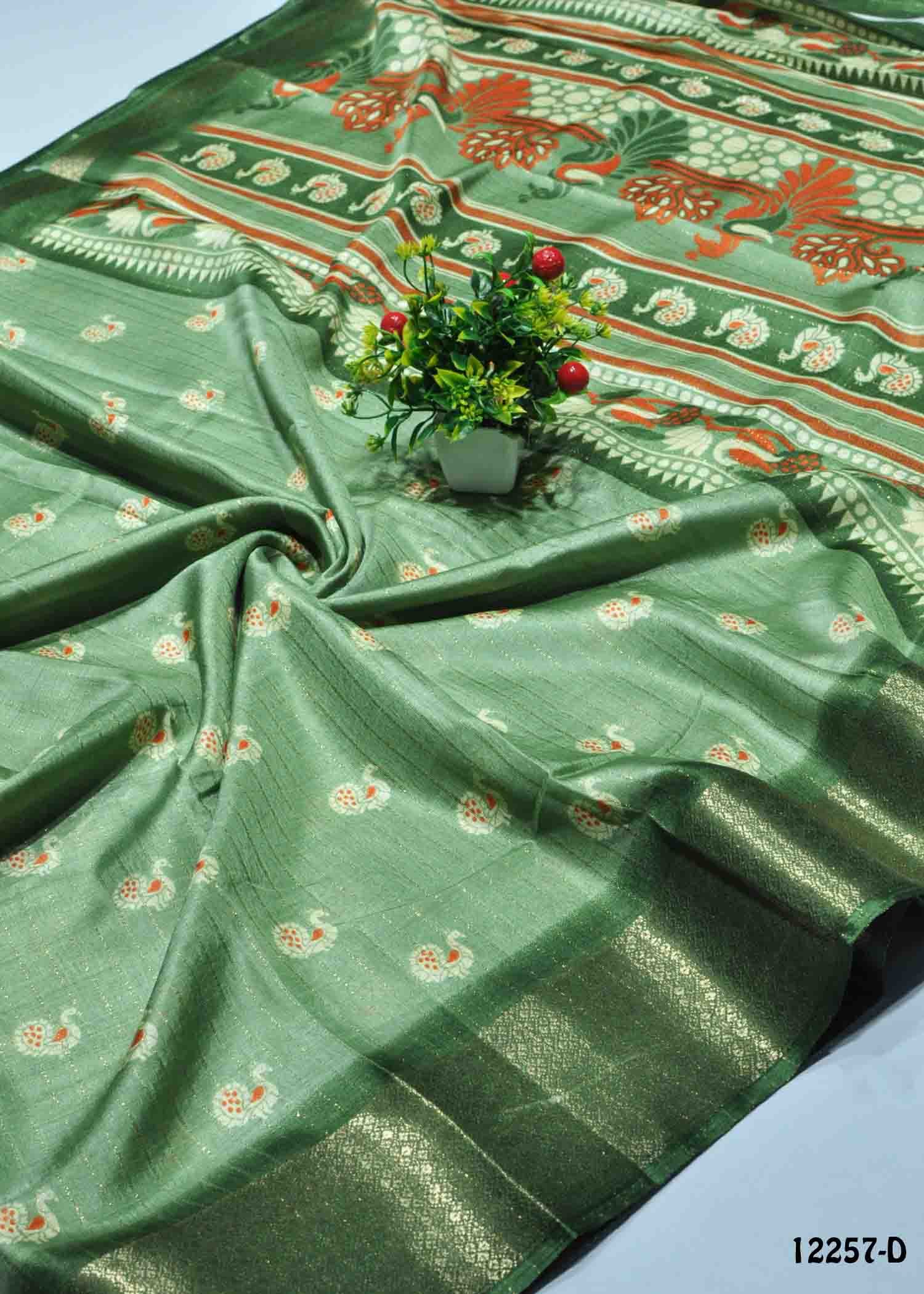 Asleshika - 12257-D LightGreen Color Trendy Dola Silk Saree CM1316755 (RR6E)