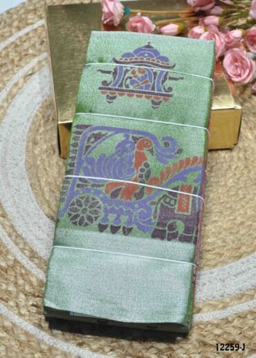 Ilanguyil -12259-J  SageGreen Color Shinny Poly Silk Cotton Saree CM1319198 [RR4E]