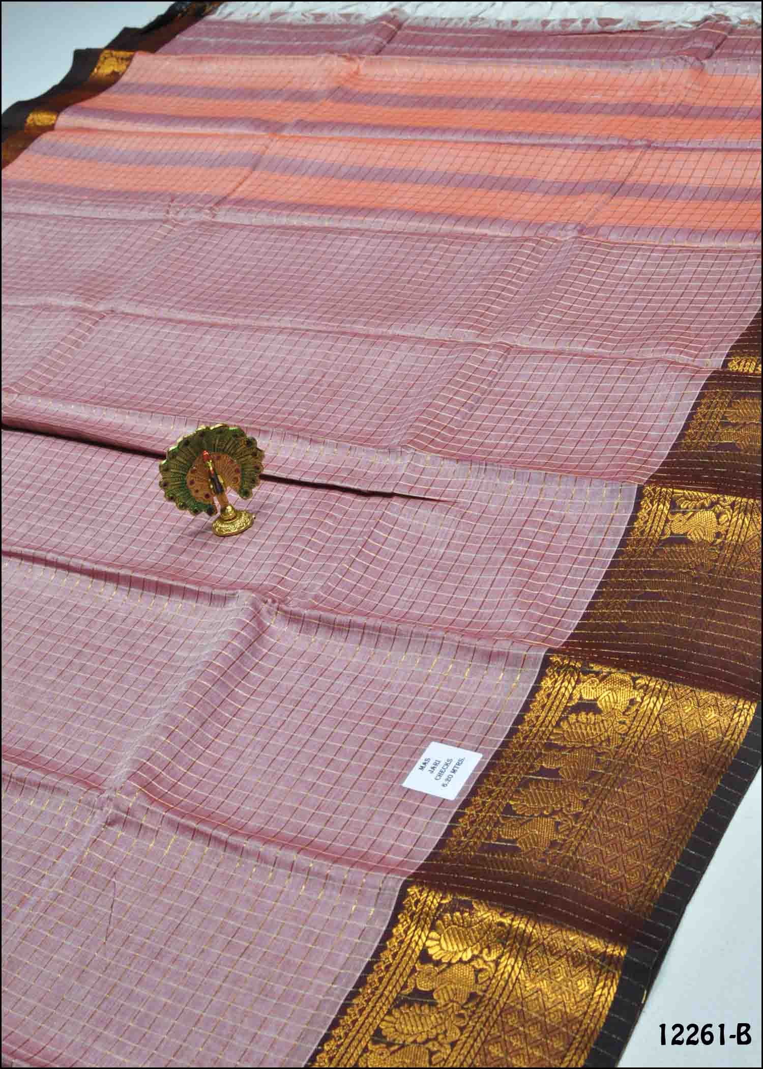 Deerthana - 12261-B BlushRed Color Checked Chettinad Cotton Saree CM1320836 (RR12B)