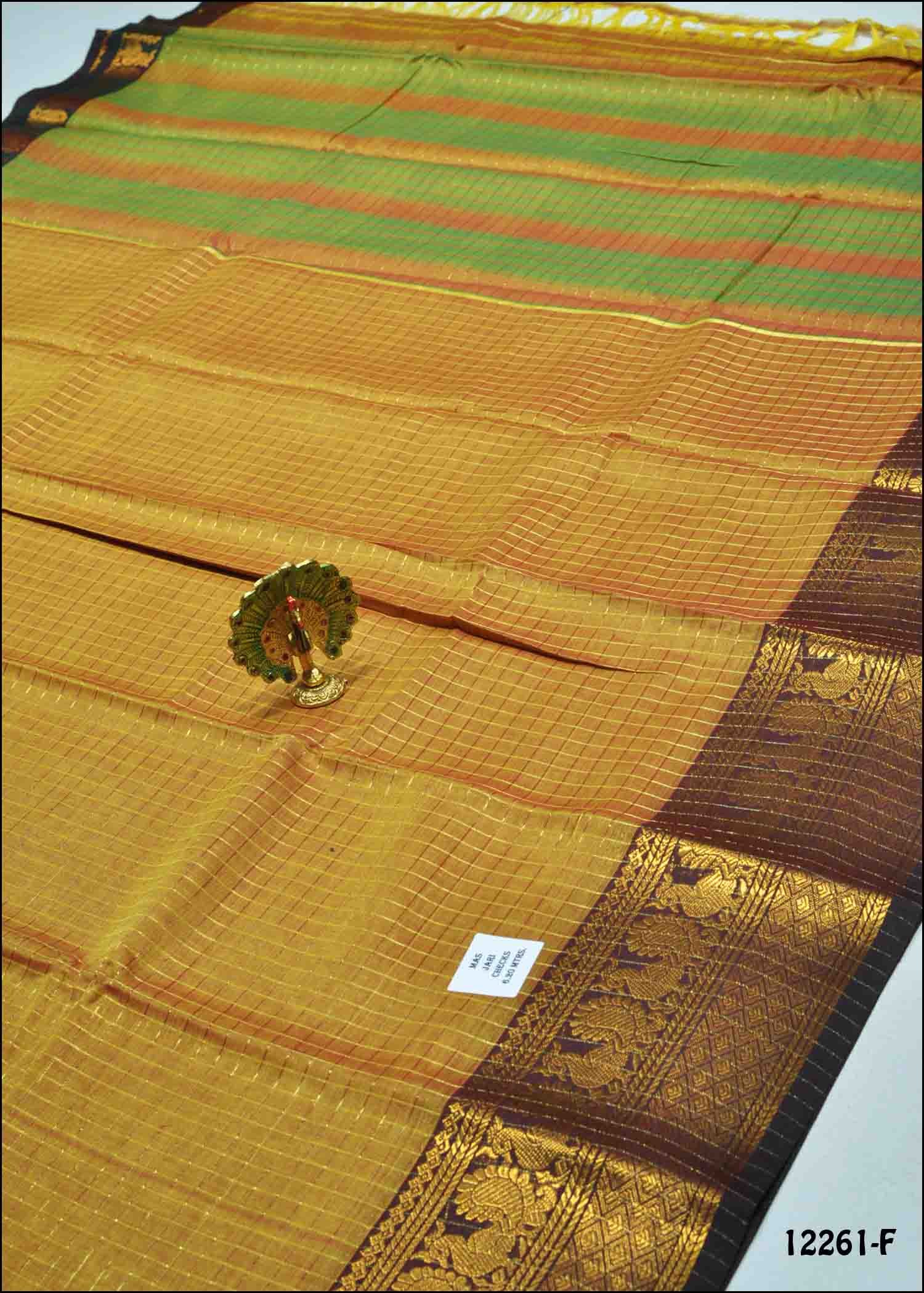 Deerthana - 12261-F Mustard Color Checked Chettinad Cotton Saree CM1320836 (RR12B)