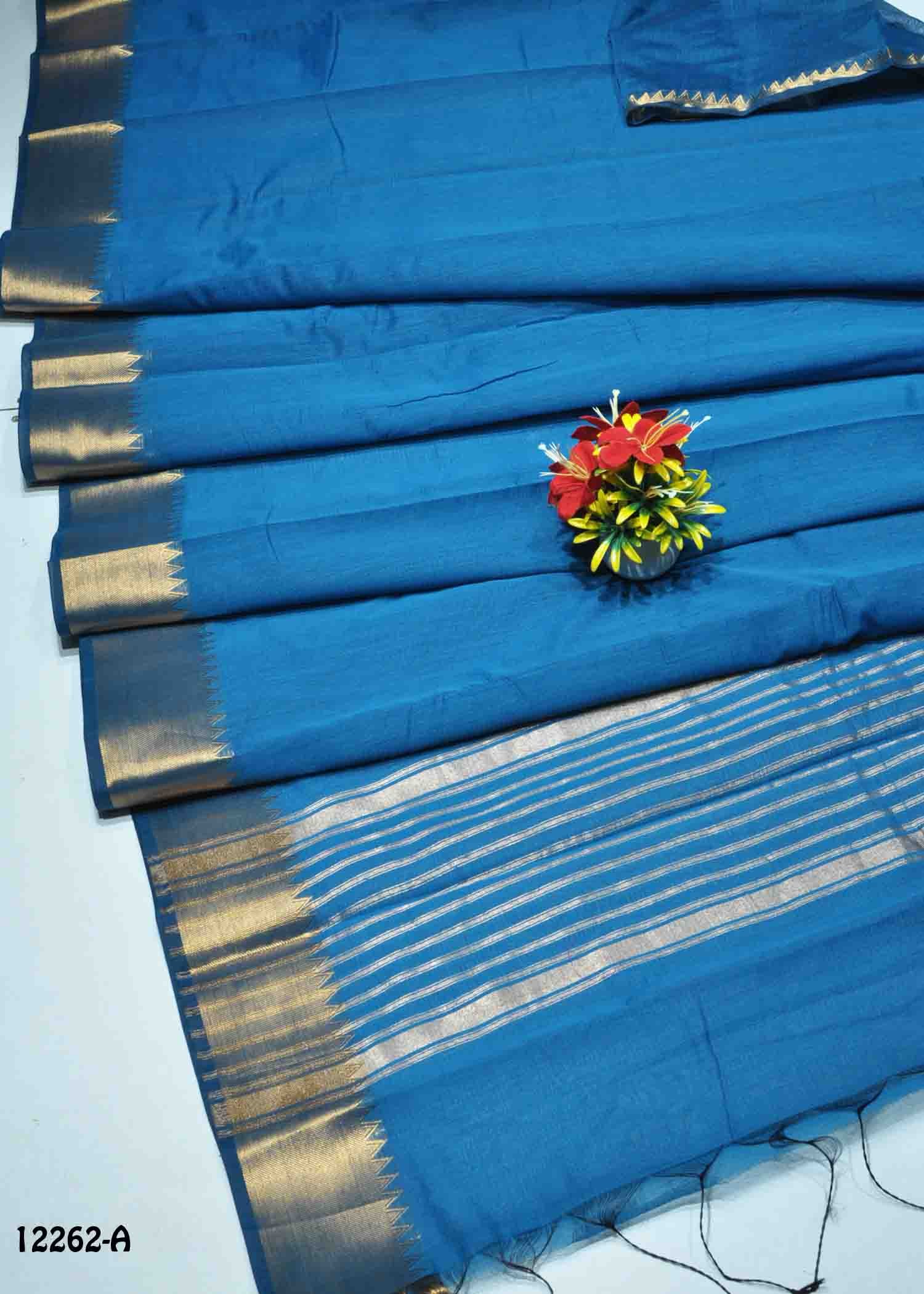 Danvika -12262-A SkyBlue Color Simply Mixed Cotton Saree CN1317920 (RR6C)