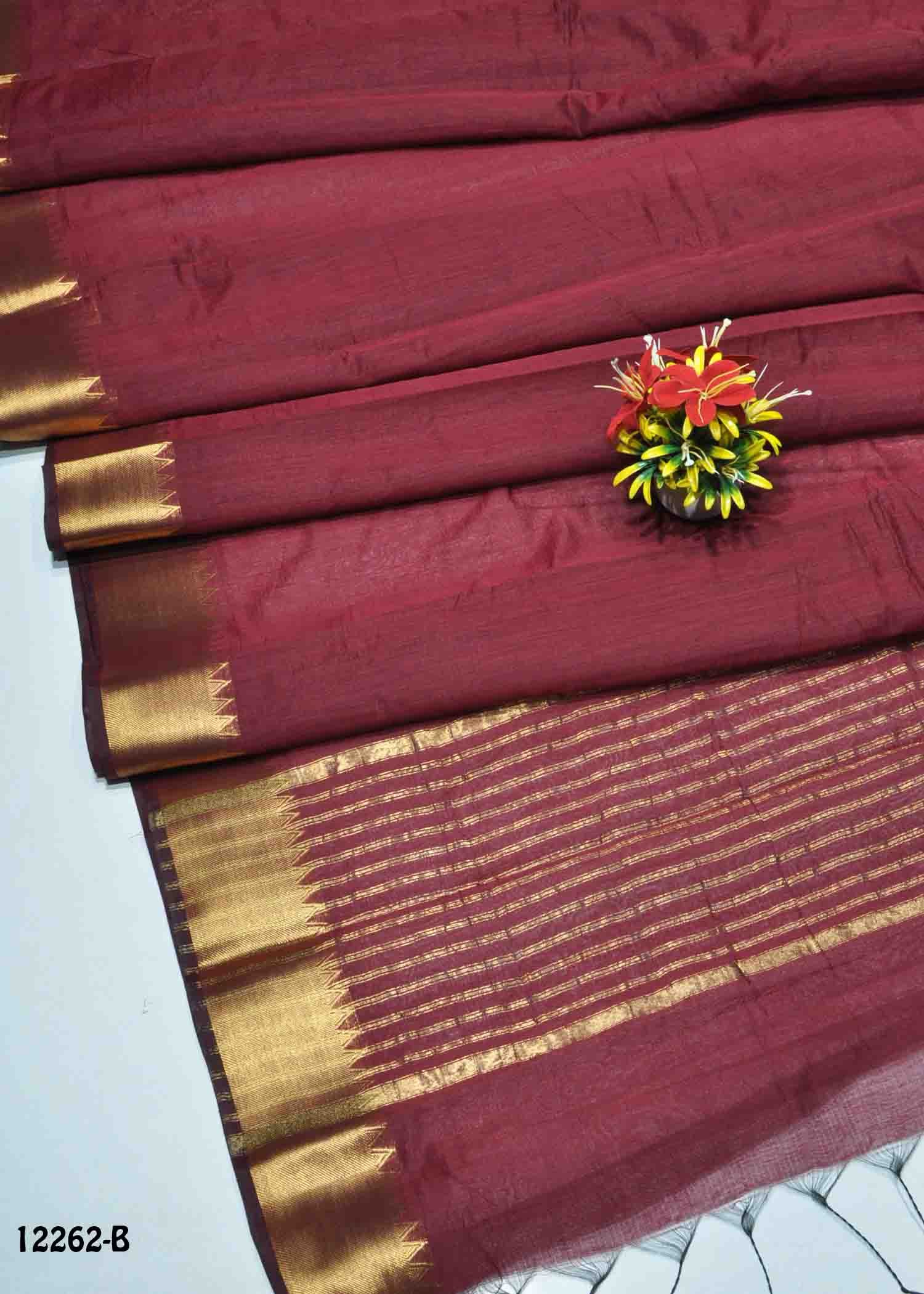 Danvika -12262-B Maroon Color Simply Mixed Cotton Saree CN1317920 (RR6C)