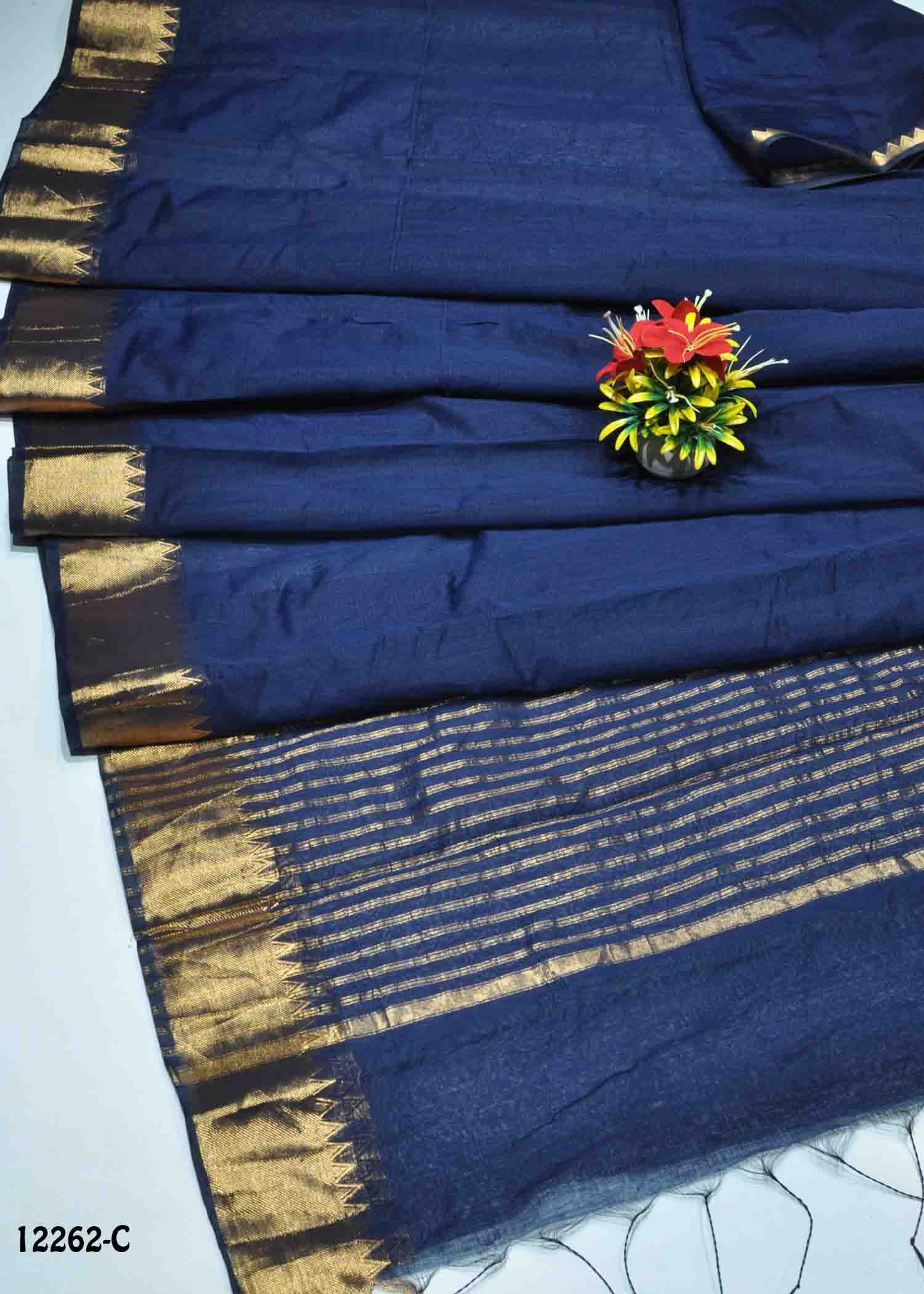 Danvika -12262-C NavyBlue Color Simply Mixed Cotton Saree CN1317920 (RR6C)