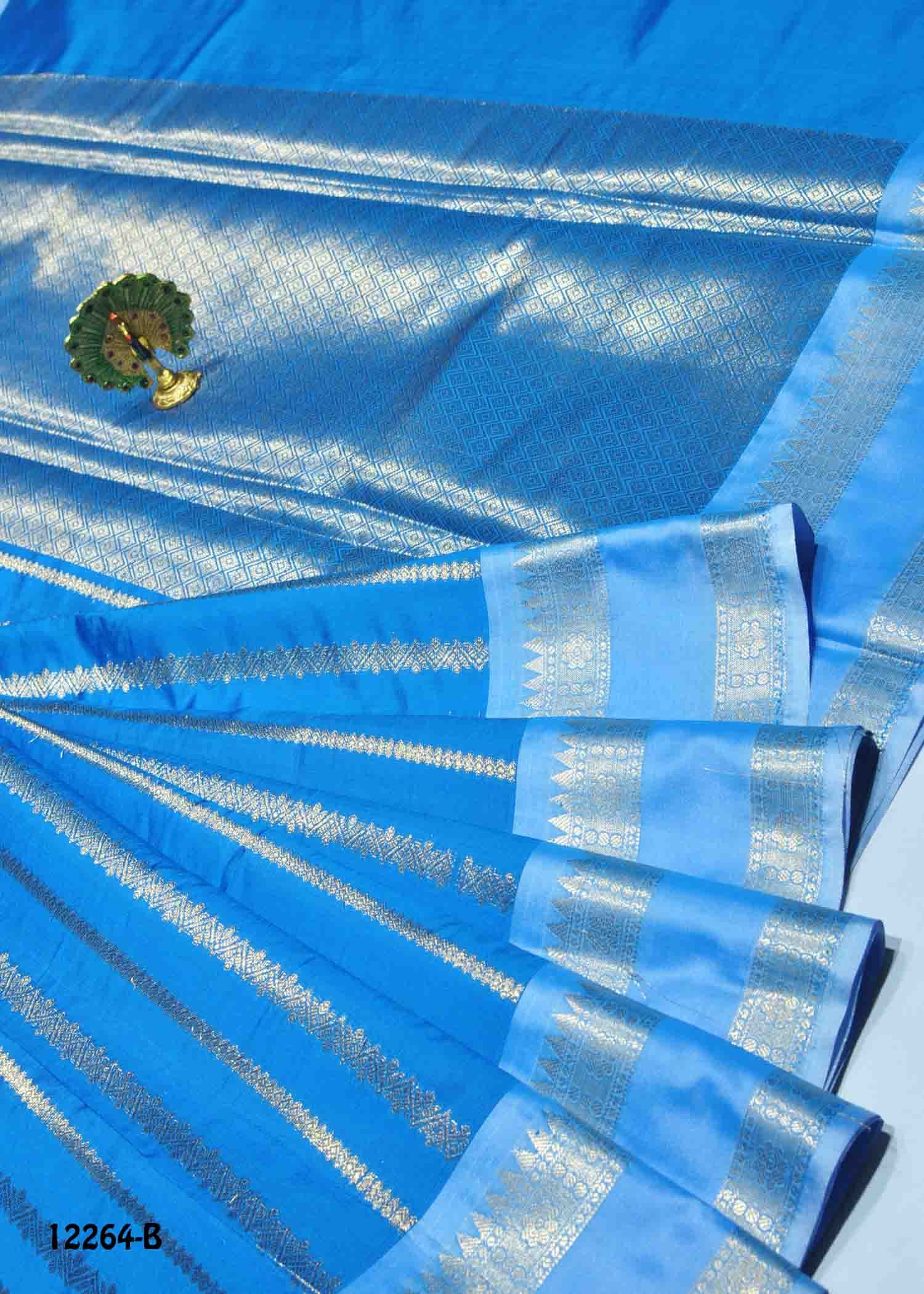 Ezhilarasi -12264-B SkyBlue Color New Arrival Trending Semi Banarasi Katan Soft Silk Sarees CM1324100 (RR2D)