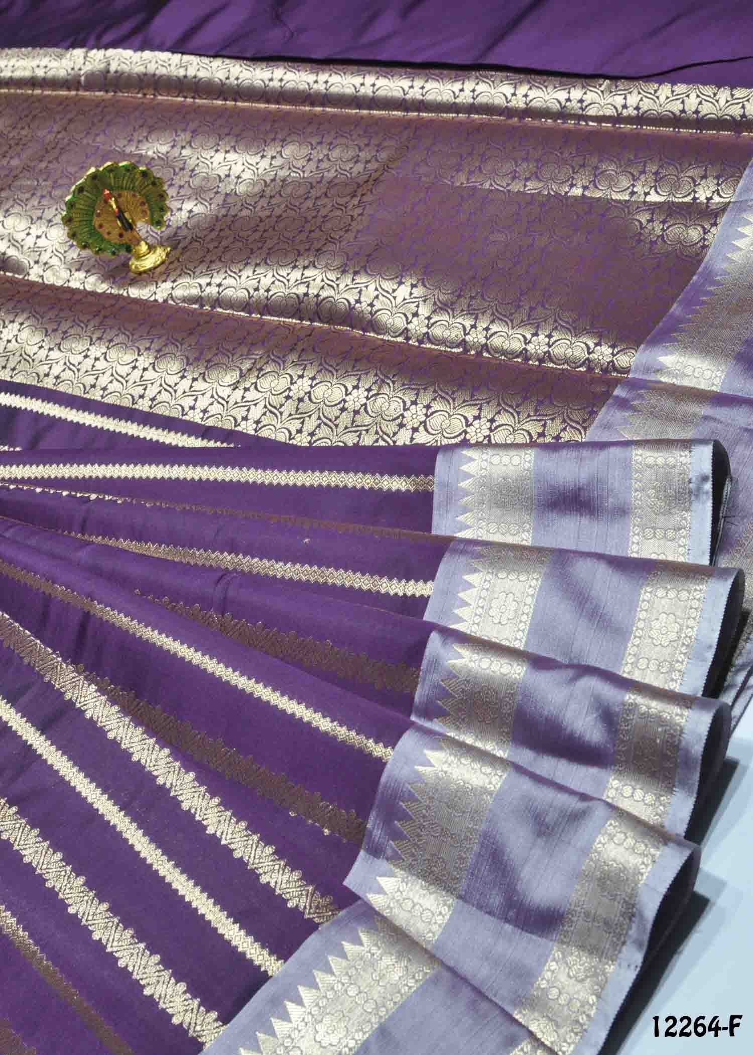 Ezhilarasi -12264-F EggplantPurple Color New Arrival Trending Semi Banarasi Katan Soft Silk Sarees CM1324100 (RR2D)