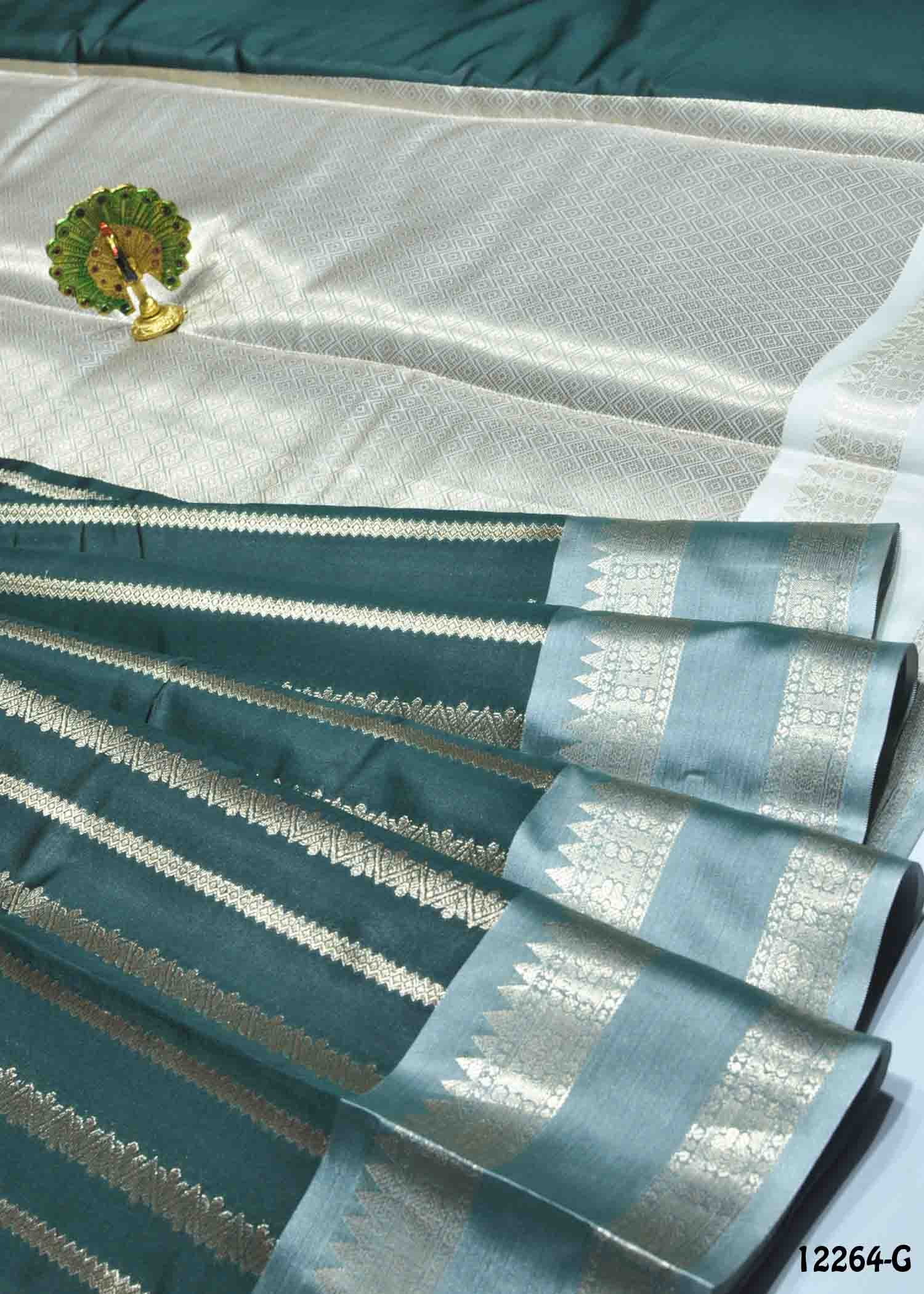 Ezhilarasi -12264-G DarkGreen Color New Arrival Trending Semi Banarasi Katan Soft Silk Sarees CM1324100 (RR2D)