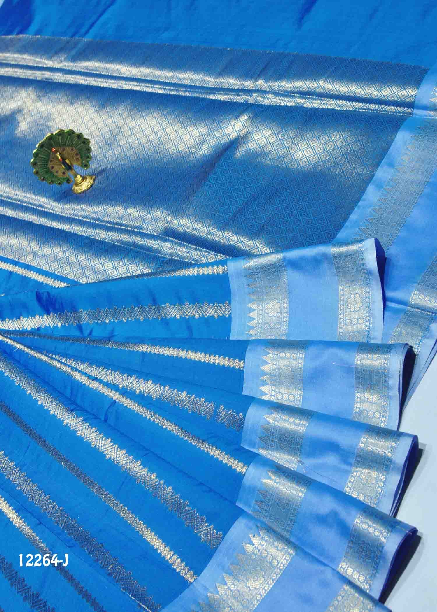 Ezhilarasi -12264-J SkyBlue Color New Arrival Trending Semi Banarasi Katan Soft Silk Sarees CM1324100 (RR2D)