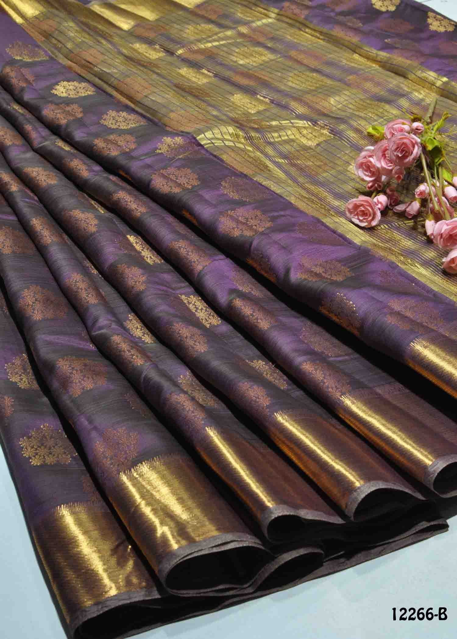 Litija - 12266-B Eggplant Purple Color Excellent Traditional Raw Silk Saree CM1324735 (RR2D)
