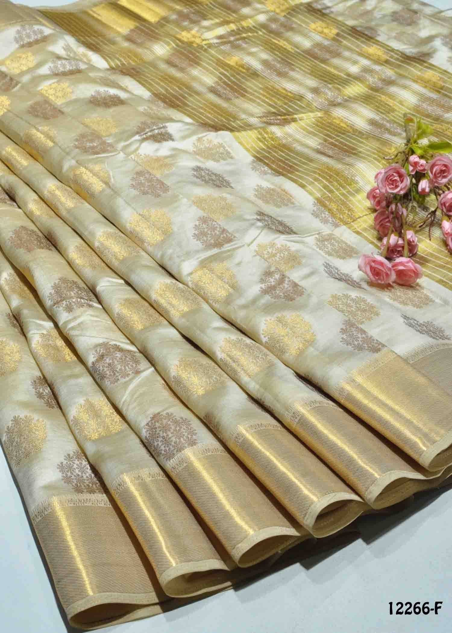 Litija - 12266-F Ivory Color Excellent Traditional Raw Silk Saree (RR2D)