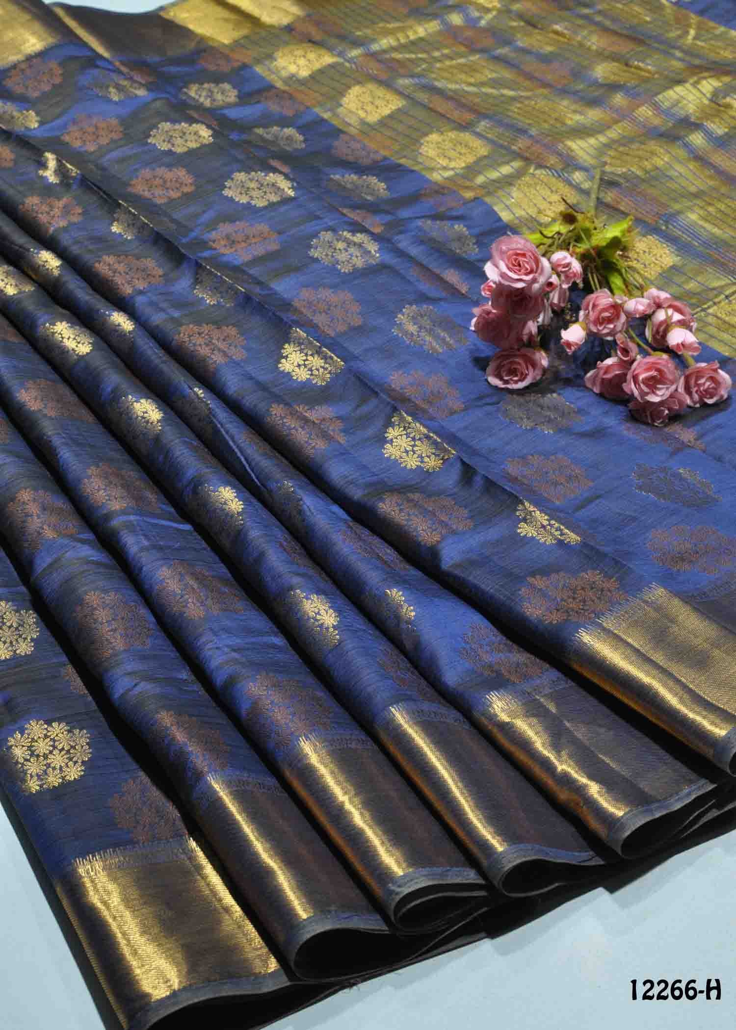 Litija - 12266-H Dark SlateBlue Color Excellent Traditional Raw Silk Saree CM1324735 (RR2D)