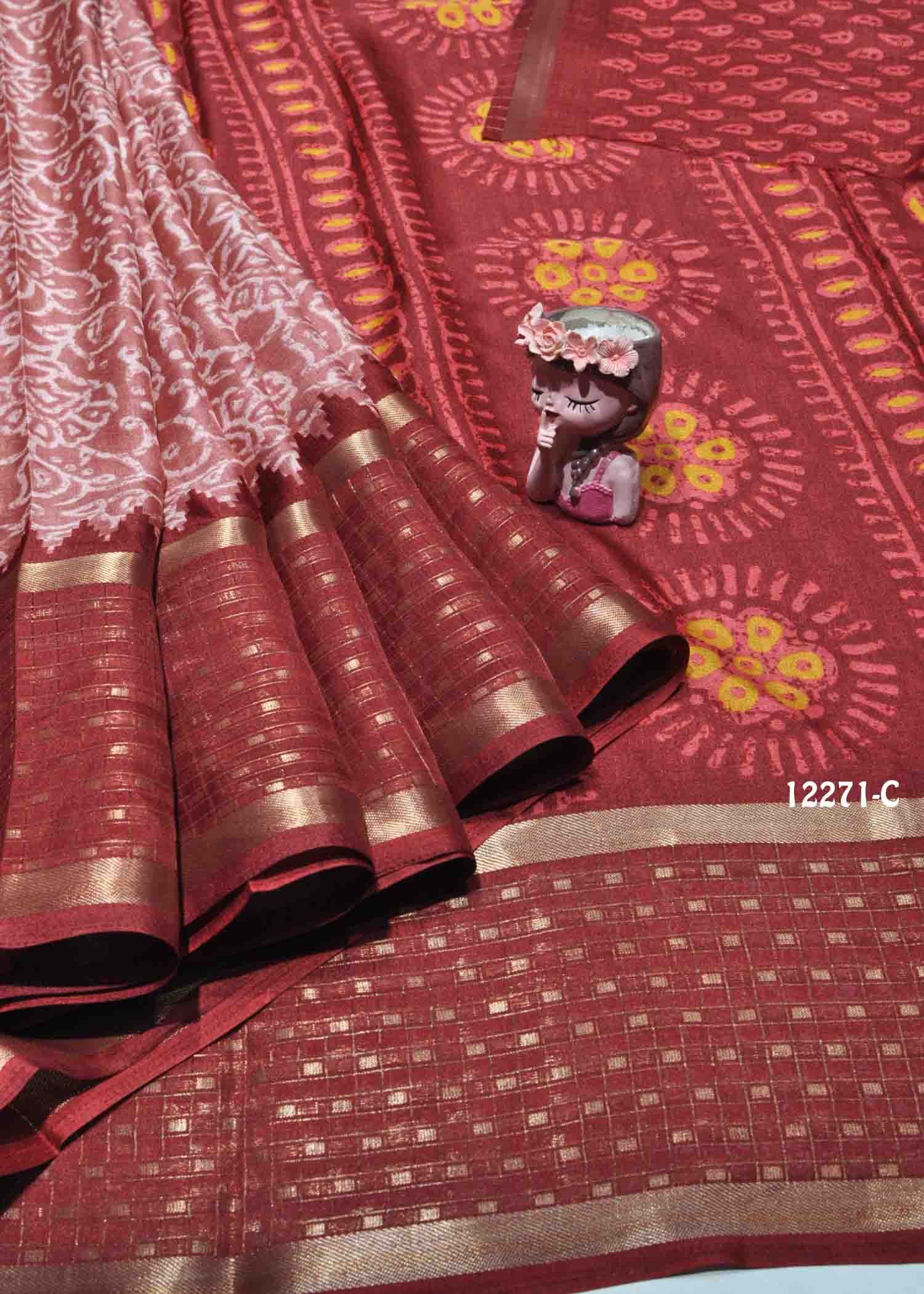 Vanshika - 12271-C DesireRed Color Trendy Dola Silk Saree CM1322793 (RR7C)