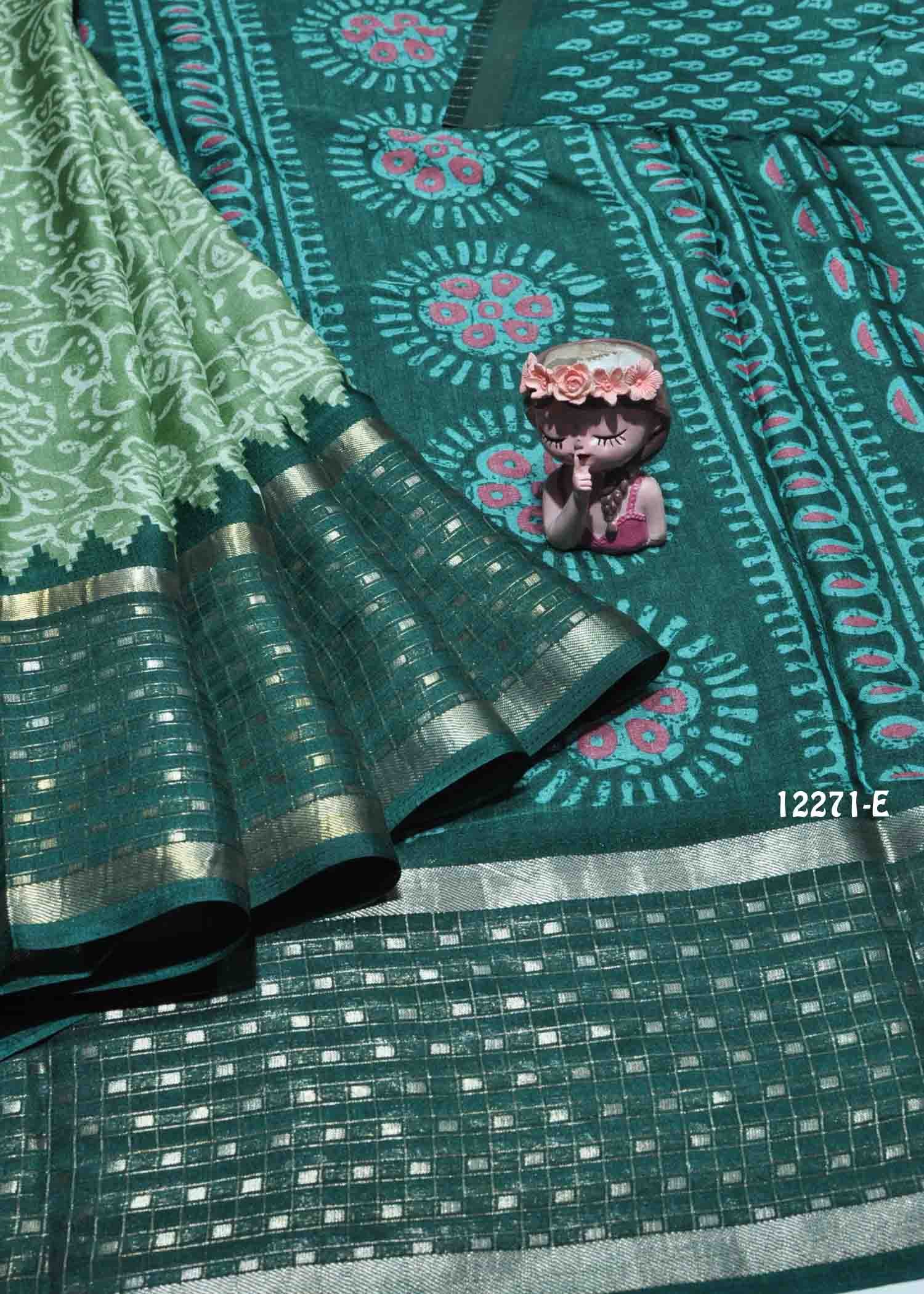 Vanshika - 12271-E BasilGreen Color Trendy Dola Silk Saree CM1322793 (RR7C)