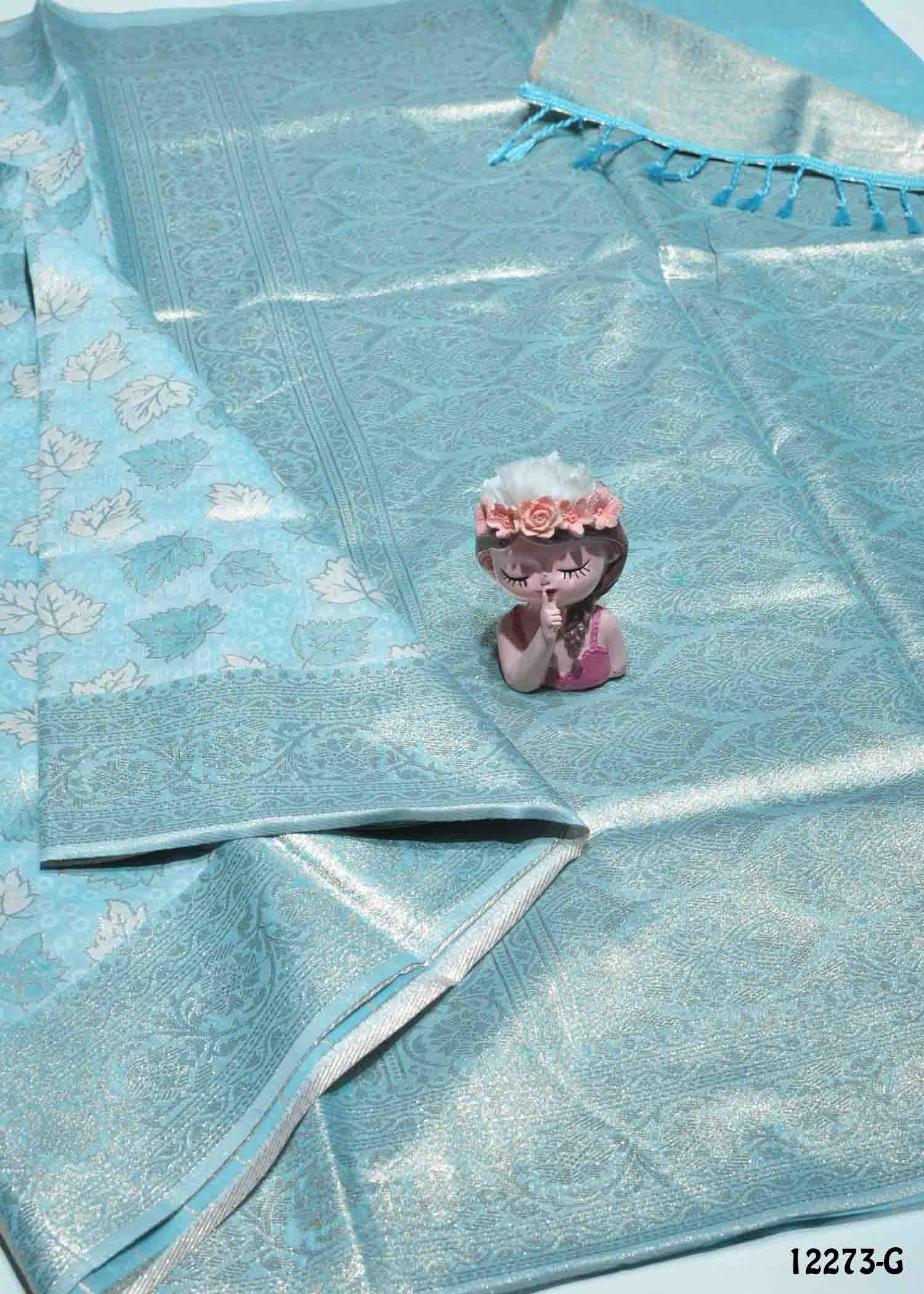 Aathirai -12273-G ArticBlue Color Fancy Banarasi Saree CM1325112 (RR7C)