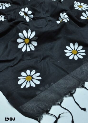 Sunflower -12410-A  Black Color Handloom Cotton Saree  CM1320900 (RR4D)