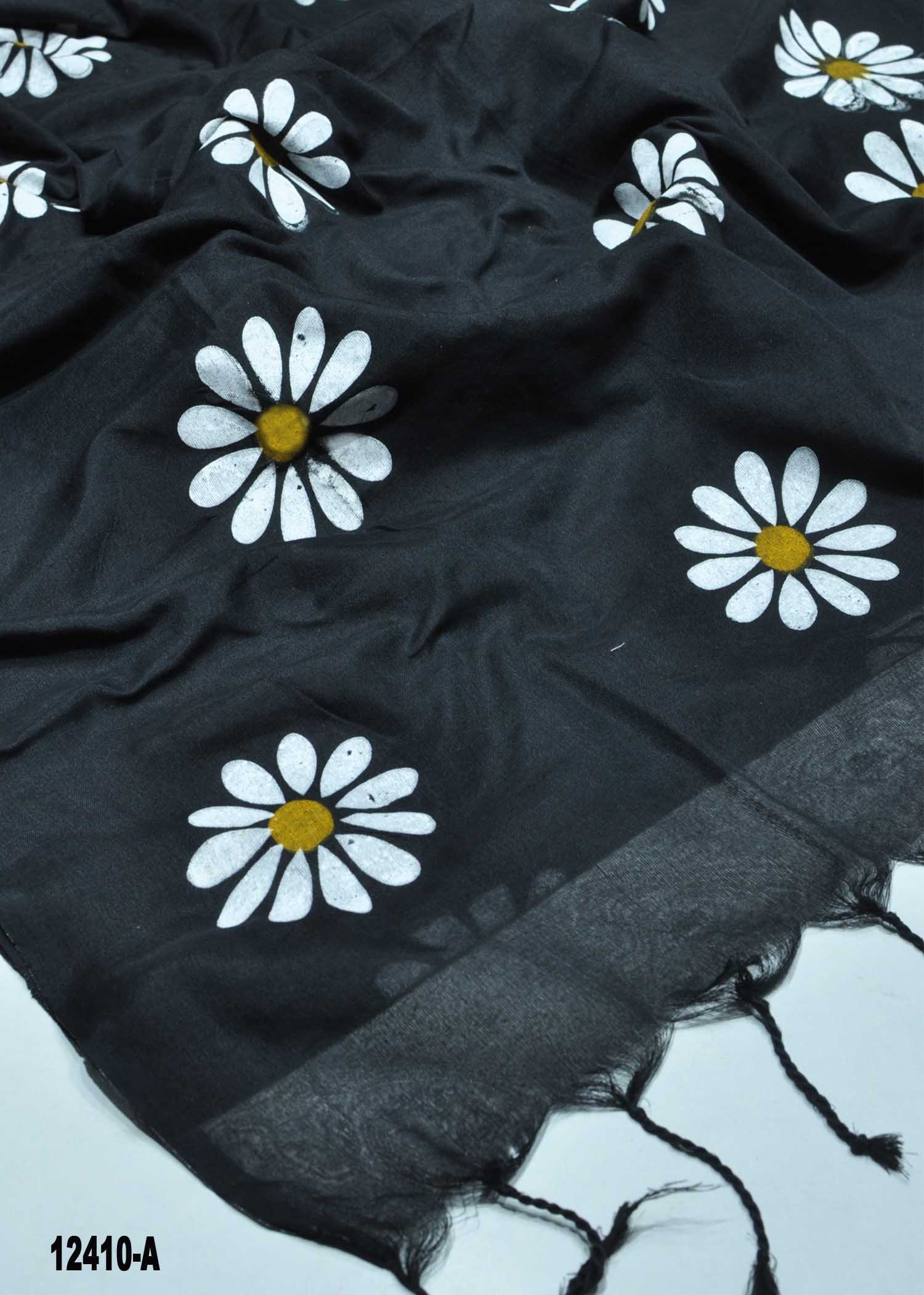 Sunflower -12410-A Black Color Handloom Cotton Saree CM1320900 (RR4D)