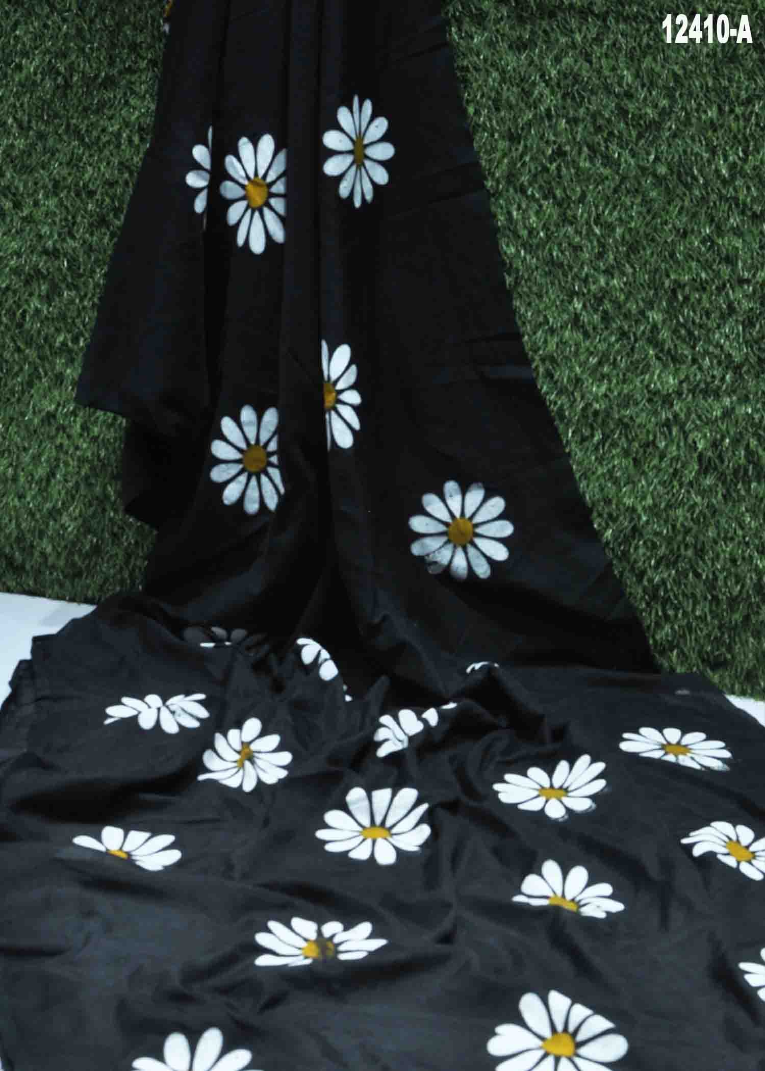 Sunflower -12410-A Black Color Handloom Cotton Saree CM1320900 (RR4D)