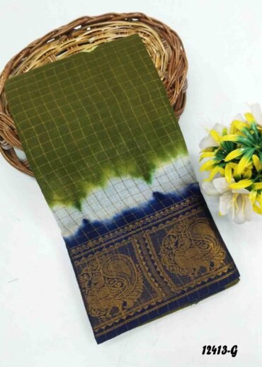 Madhulla -12413-G  ArmyGreen  Color Madurai Chungudi Cotton Saree CM1320711 [RR4E]