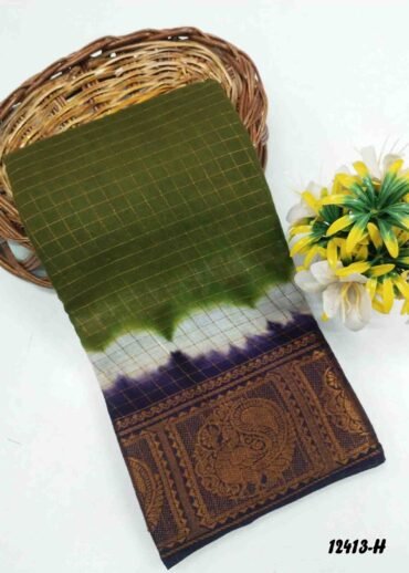 Madhulla -12413-H  ArmyGreen  Color Madurai Chungudi Cotton Saree CM1320711 [RR4E]