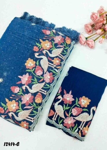 Mayura - 12414-C  EgyptianBlue Color New Arrival Trendy Crush Tissue Silk Saree CM1277131 (RR8C)