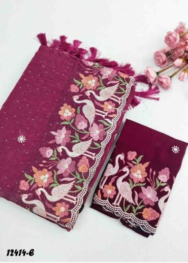 Mayura - 12414-E  WinePurple Color New Arrival Trendy Crush Tissue Silk Saree CM1277131 (RR8C)