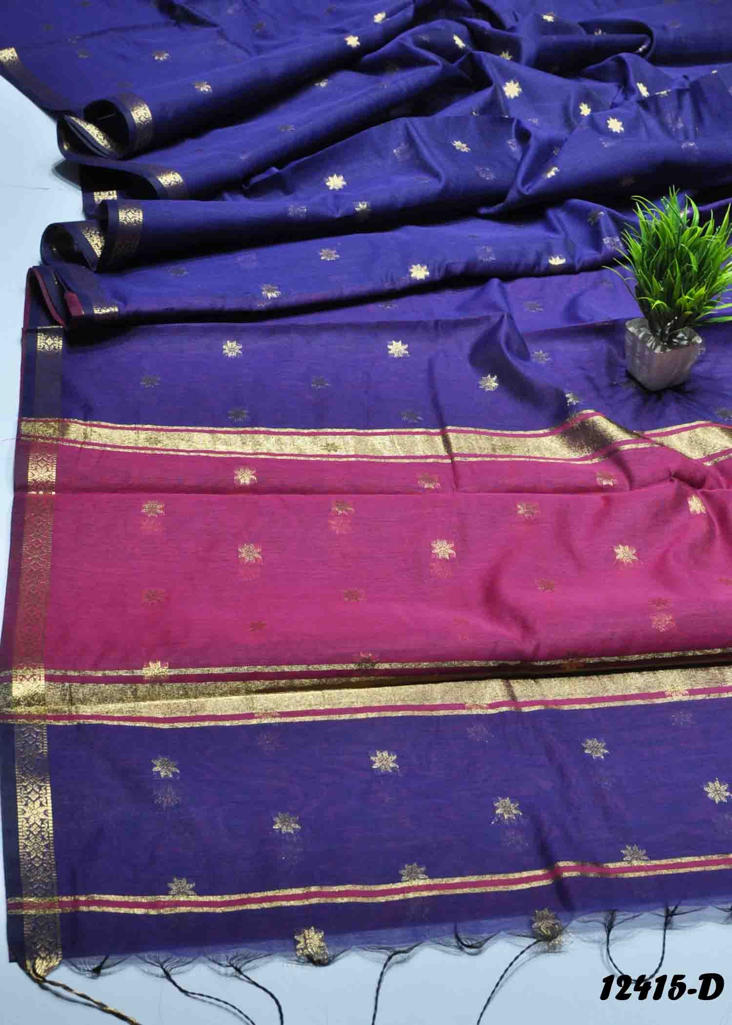 Miika -12415-D Violet Color Elagant Traditional Look Maheswari Silk Cotton Saree CM1320870 (RR2D)