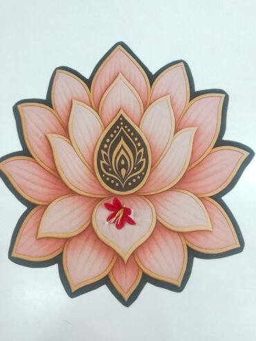 Deepam 12190-A Peach color lotus design foot mat CM1322211
