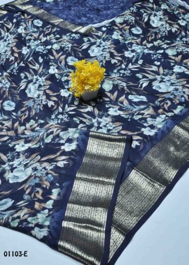 Tharagai  - 01103-E  NavyBlue Color Excellent Soft Chiffon Saree CM1351753(LR9C)