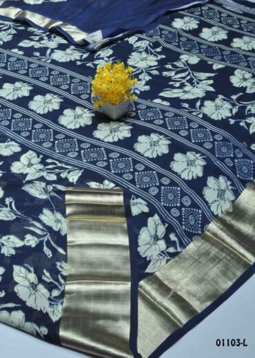 Kundavai  - 01103-L  NavyBlue Color Excellent Soft Chiffon Saree CM1351753(LR9C)