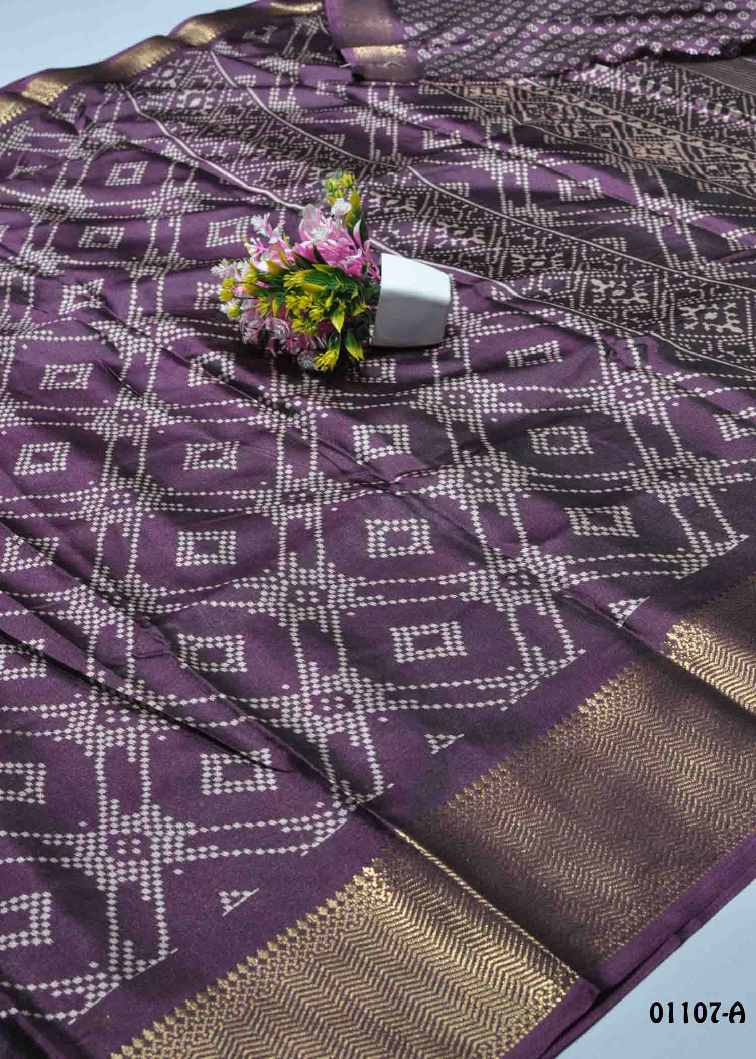 Nyaira - 01107-A DeepPurple Color Excellent Dola Silk Saree CM1353625 (LR5D)