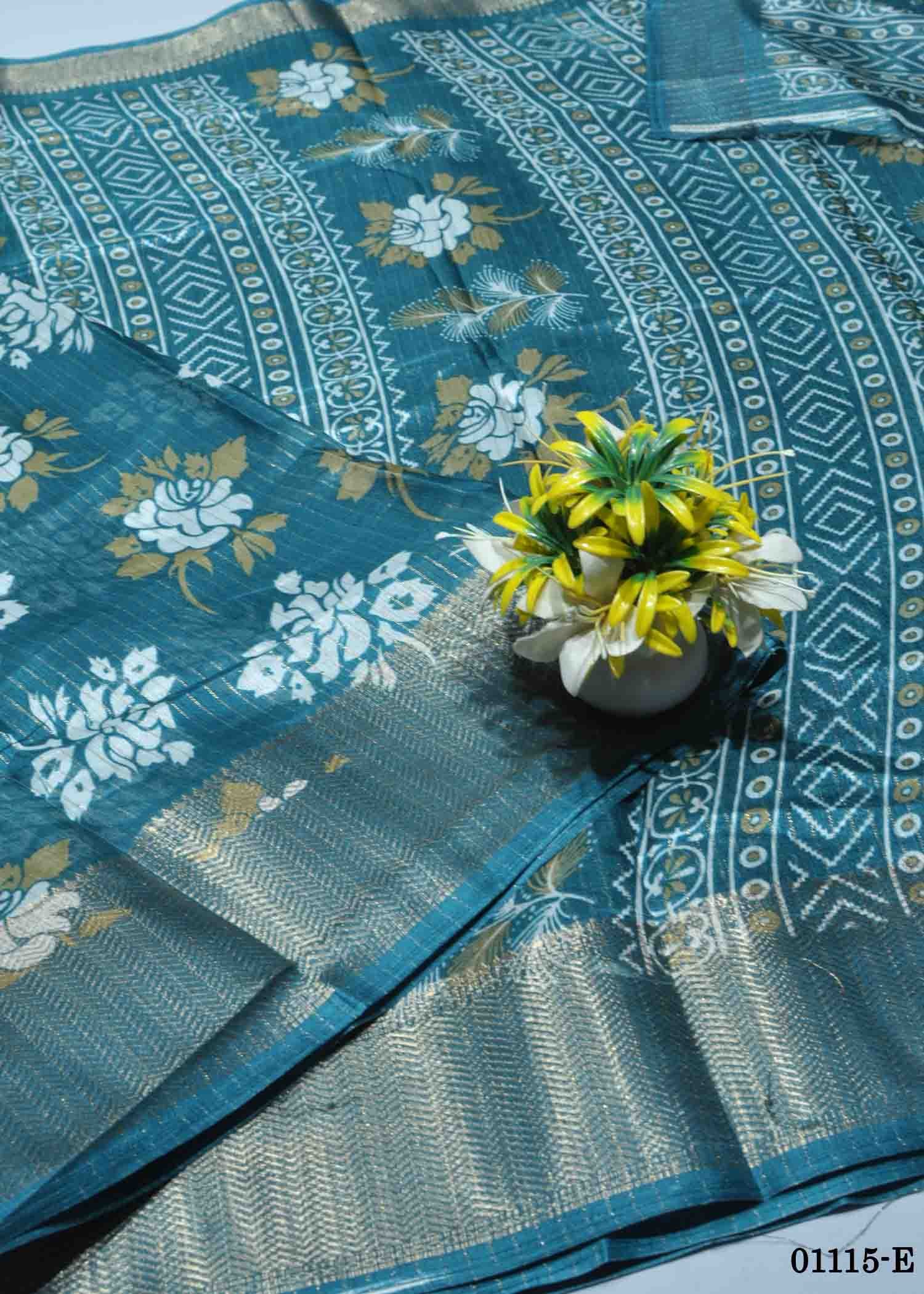 Sagana - 01115-E PeacockBlue Color Excellent Dola Silk Saree CM1349460 (LR5E)